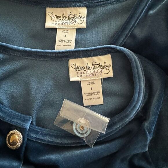 Diane Von Furstenberg Velvet Maxi Dress & Cardigan Set Teal Blue Small NWOT - Picture 5 of 7